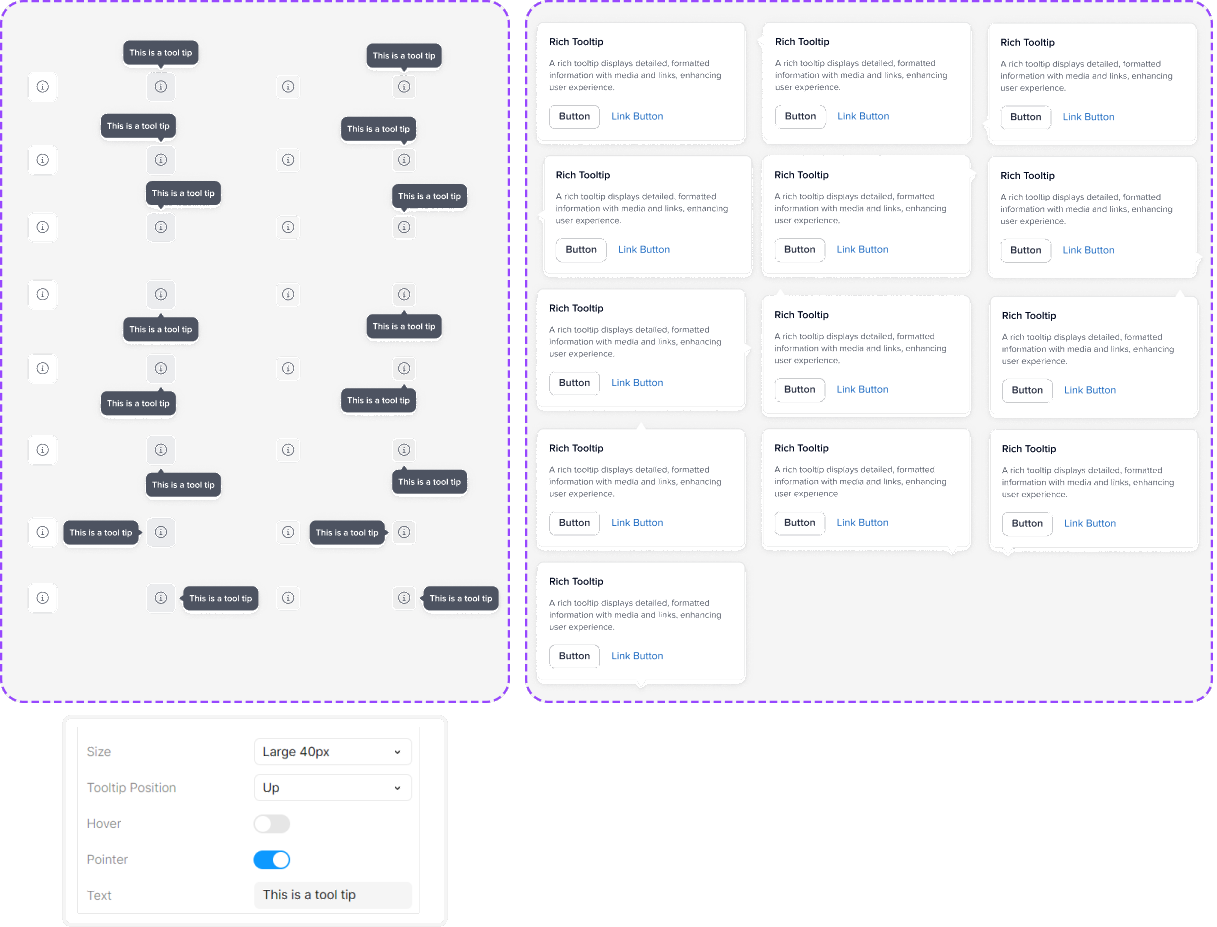 Tooltip and rich tooltip components